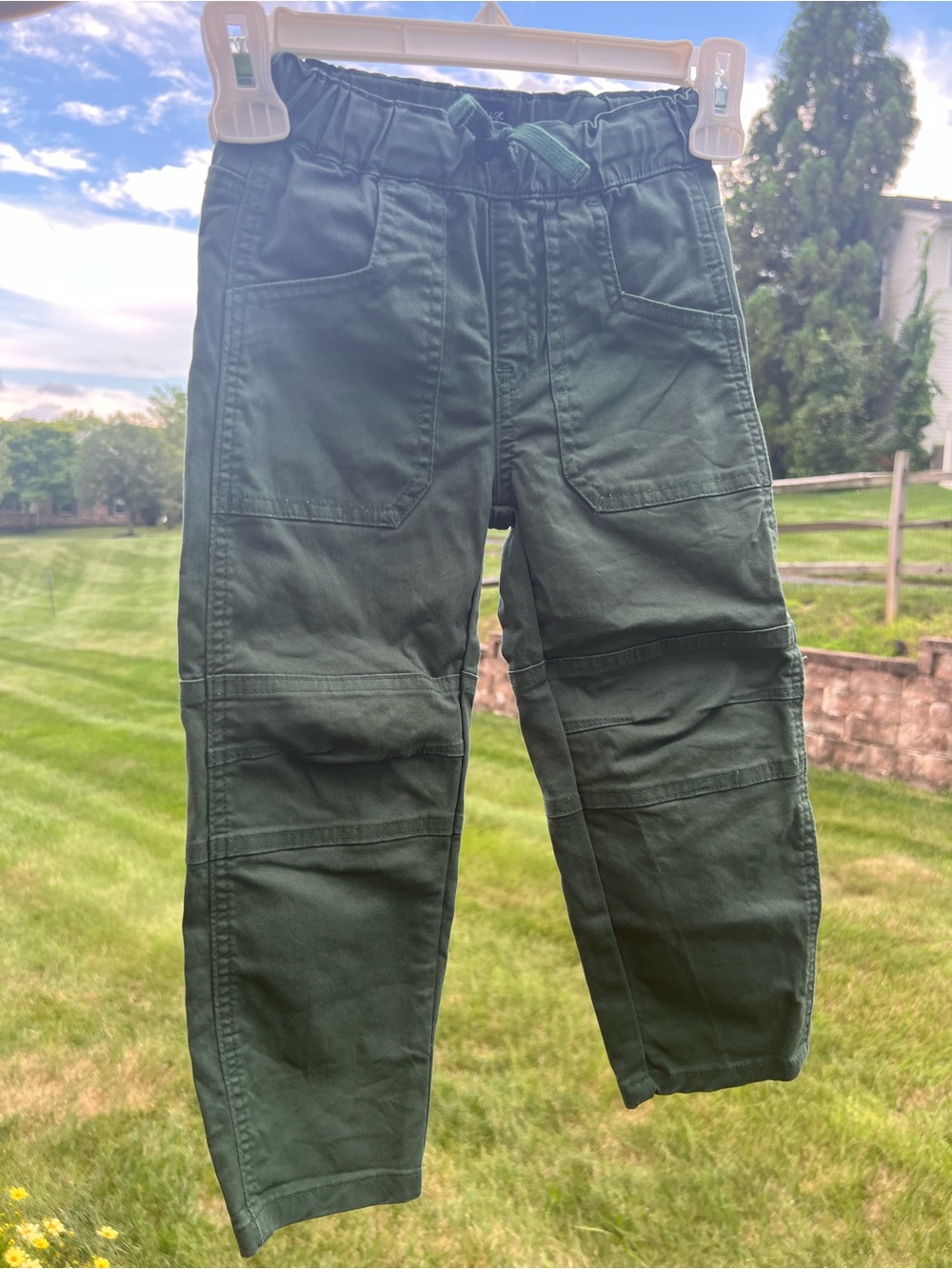 deux par deux Forest Green Cargo Pants for Kids